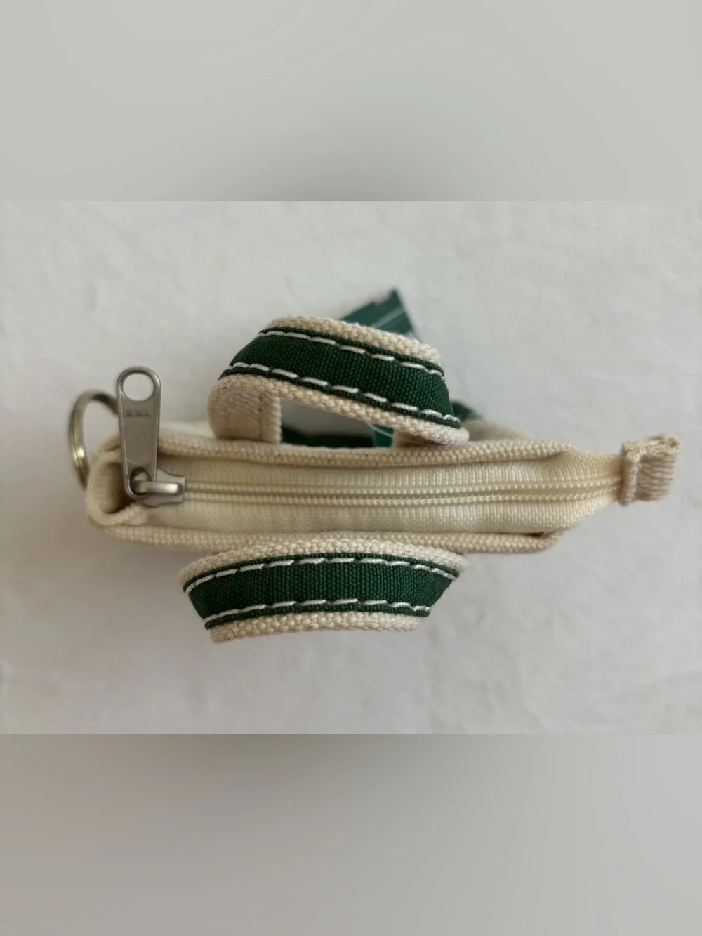 L.L. Bean Mini Canvas Tote Bag Keychain Green NWT